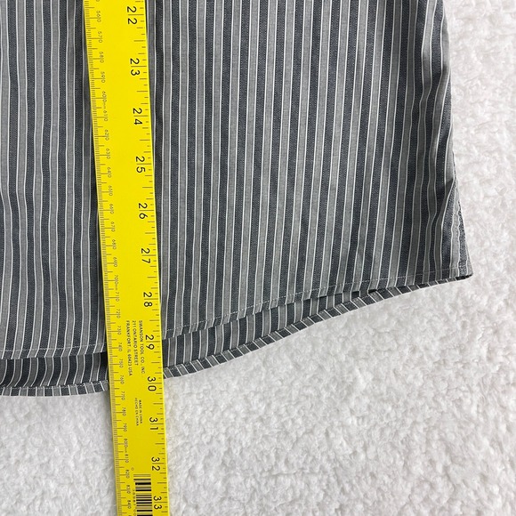 Z Zegna Button-Up Shirt Mens Size Medium Black Gray Stripe Long Sleeve City Fit - Picture 7 of 14